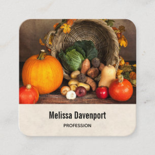 Rustic Thanksgiving Bord Bountiful Harvest Fyrkantigt Visitkort