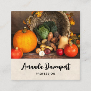 Rustic Thanksgiving Bord Bountiful Harvest Fyrkantigt Visitkort