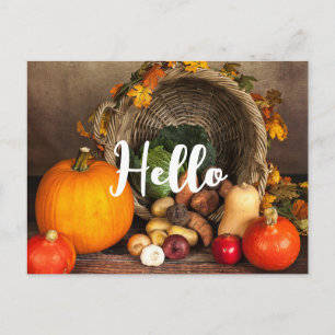 Rustic Thanksgiving Bord Bountiful Harvest Hej Vykort