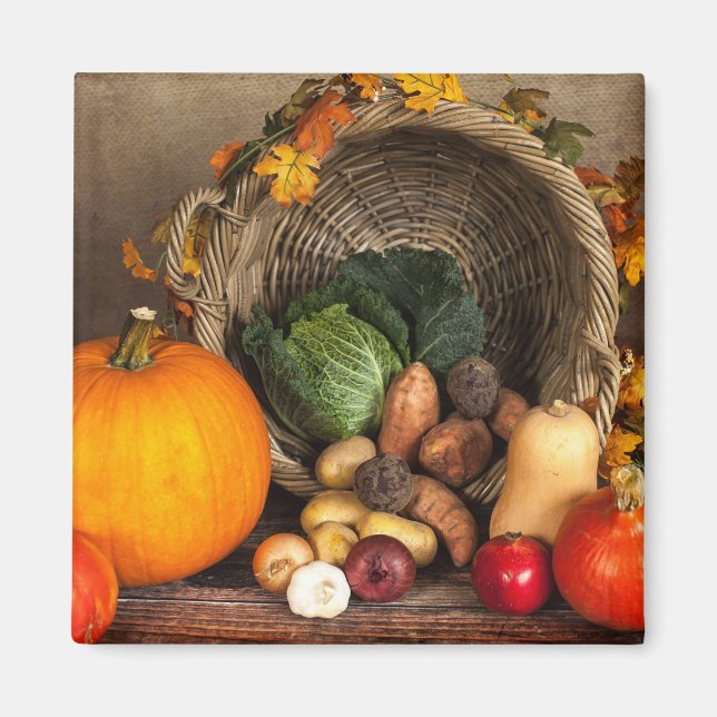 Rustic Thanksgiving Bord Bountiful Harvest Magnet (Framsidan)