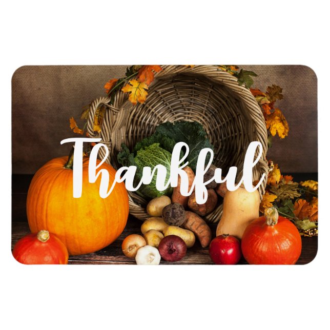 Rustic Thanksgiving Bord Bountiful Harvest Magnet (Horisontell)