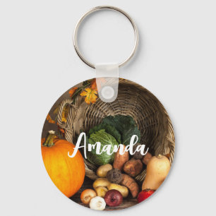 Rustic Thanksgiving Bord Bountiful Harvest Nyckelring