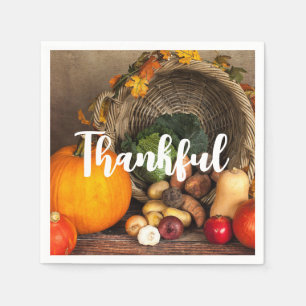 Rustic Thanksgiving Bord Bountiful Harvest Pappersservett