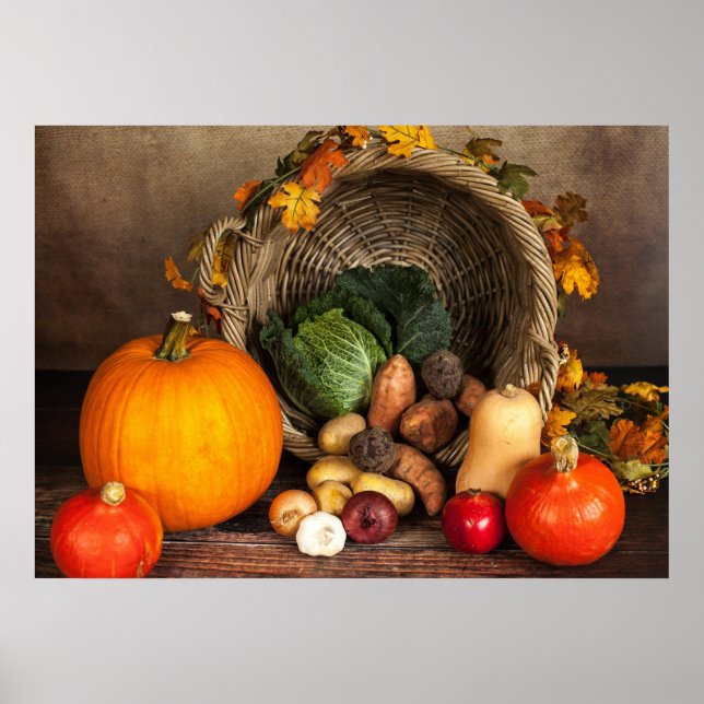 Rustic Thanksgiving Bord Bountiful Harvest Poster (Framsidan)