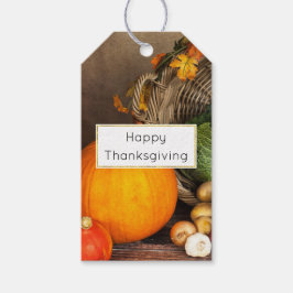Rustic Thanksgiving Bord Bountiful Harvest Presentetikett