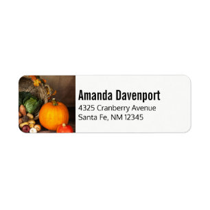 Rustic Thanksgiving Bord Bountiful Harvest Returadress Etikett