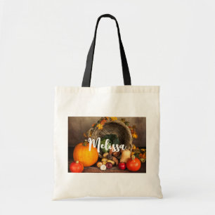 Rustic Thanksgiving Bord Bountiful Harvest Tygkasse