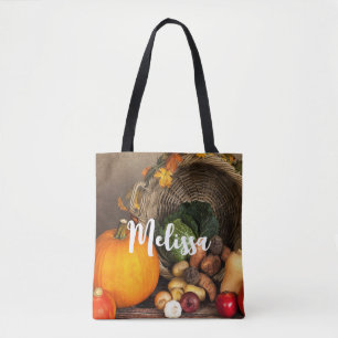 Rustic Thanksgiving Bord Bountiful Harvest Tygkasse