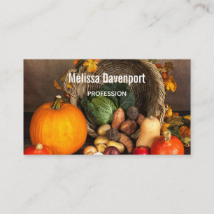 Rustic Thanksgiving Bord Bountiful Harvest Visitkort