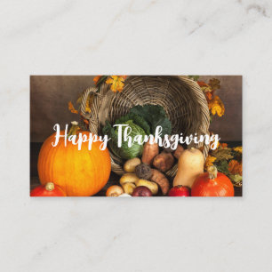Rustic Thanksgiving Bord Bountiful Harvest Visitkort