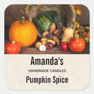 Rustic Thanksgiving Bord Pumpkin Candle Biz Fyrkantigt Klistermärke
