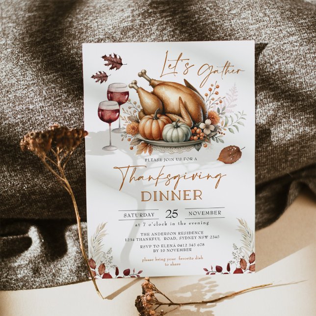 Rustic Thanksgiving Dinner Fall Pumpkin Potluck Inbjudningar (Skapare uppladdad)