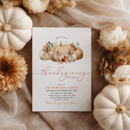 Rustic Thanksgiving Dinner Pumpkin Bows Inbjudningar