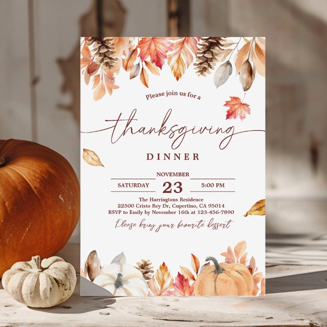 Rustic Thanksgiving Dinner Pumpkin-inbjudan Inbjudningar (Skapare uppladdad)
