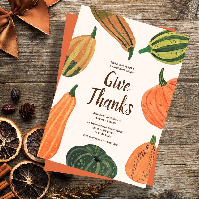 Rustic Thanksgiving Dinner Pumpkin-inbjudan Inbjudningar (Rustic Thanksgiving Dinner Pumpkin Invitation)