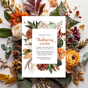 Rustic Thanksgiving Dinner Pumpkin-inbjudan Vykort