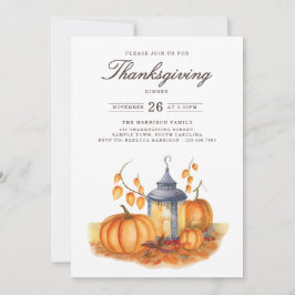 Rustic Thanksgiving Dinner Pumpkin Invitation Inbjudningar