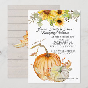 Rustic Thanksgiving Fall Sunwers Löv n Pumpkin Inbjudningar