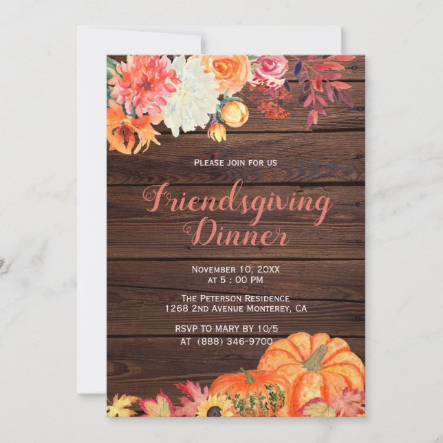 Rustic Thanksgiving | Friendsgiving inbjudningar (Framsida)
