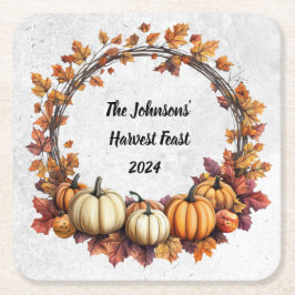 Rustic Thanksgiving Gathering Underlägg Papper Kvadrat