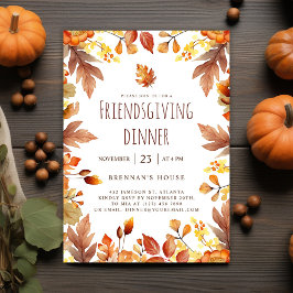 Rustic Thanksgiving Party Friendsgiving-middag Inbjudningar