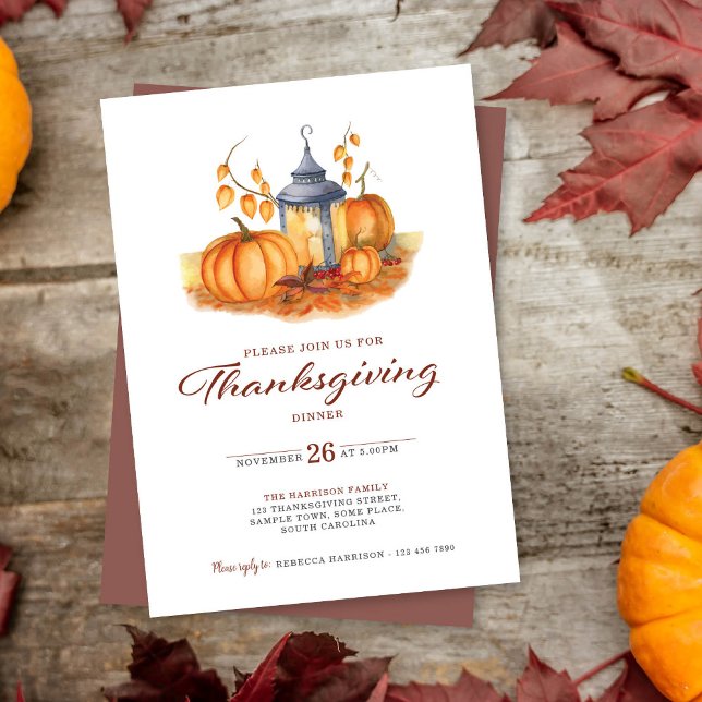 Rustic Thanksgiving Pumpkin Dinner-inbjudan Inbjudningar (Skapare uppladdad)