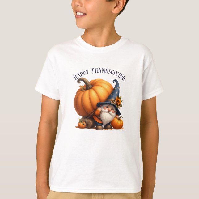 Rustic Thanksgiving Pumpkin Watercolor Autumn T Shirt (Framsida)