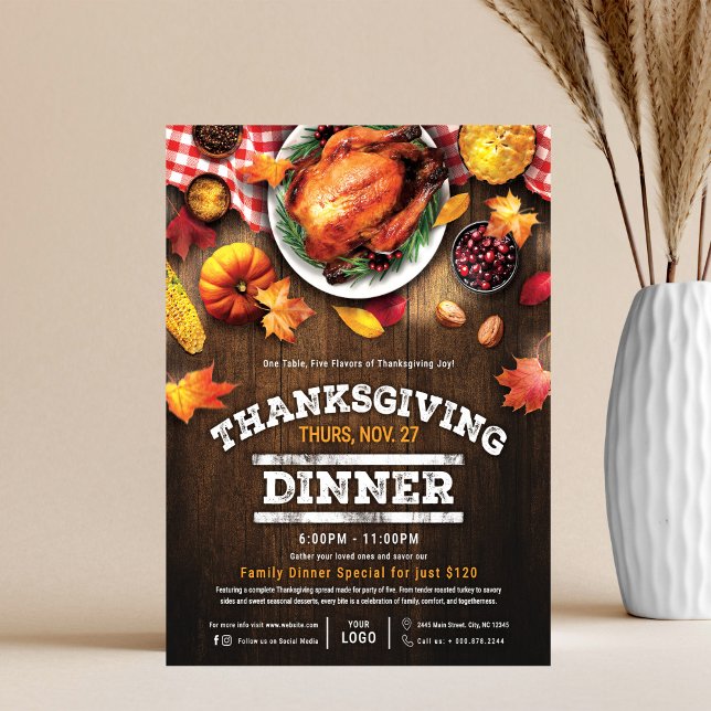 Rustic Thanksgiving Restaurant Dinner Special Reklamblad (Skapare uppladdad)