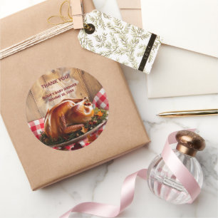 Rustic Thanksgiving Rosted Turkey Baby Shower Runt Klistermärke