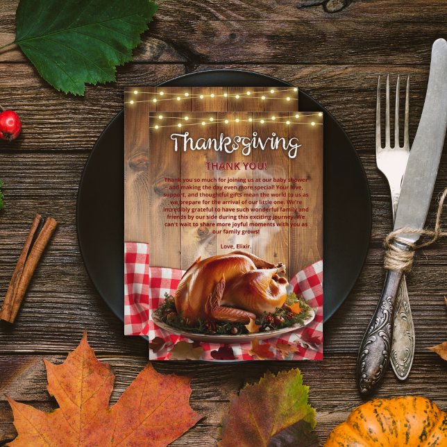 Rustic Thanksgiving Rosted Turkey Baby Shower Tack Kort (Skapare uppladdad)