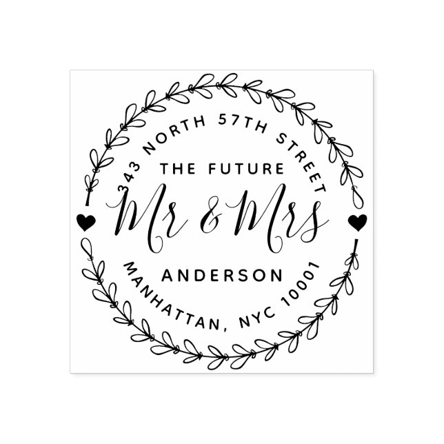Rustic the future Mr & Mrs Bröllop Returadress Stämpel (Tryck)