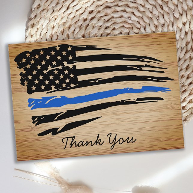 Rustic Thin Blue Line Flagga Polischef Tack Kort (Skapare uppladdad)