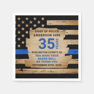 Rustic Thin Blue Line Police Pension Party Pappersservett