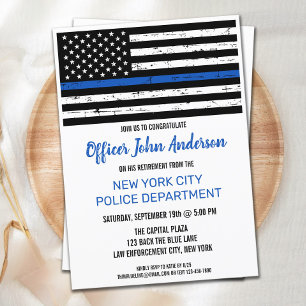 Rustic Thin Blue Line Polisförtroende Inbjudan til
