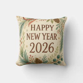 rustic throw pillow for happy new year 2026 kudde