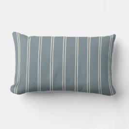 Rustic Ticking Stripe | Hand Drawn Blue Grey Agave Lumbarkudde