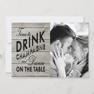 Rustic Time to Drink Champagne Helgdag Photo Card Julkort