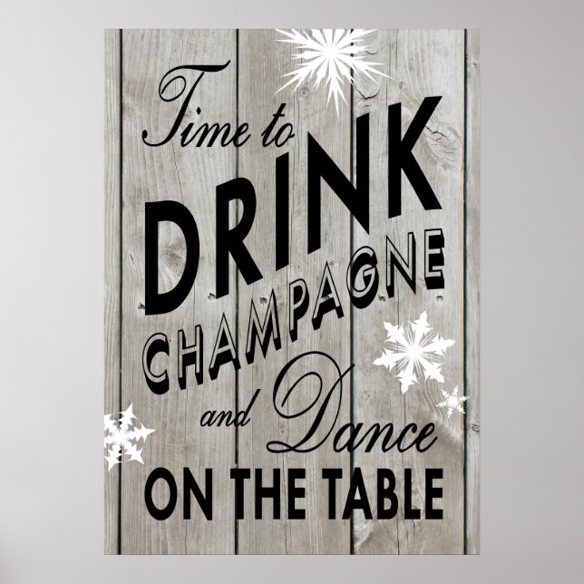 Rustic Time to Drink Champagne Helgdag Poster (Framsidan)