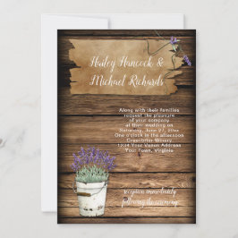 Rustic Tin Bucket Lavender Old Sign Barn Wood Inbjudningar