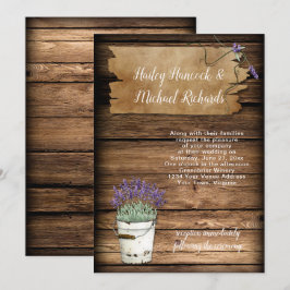Rustic Tin Bucket Lavender Old Sign Barn Wood Inbjudningar