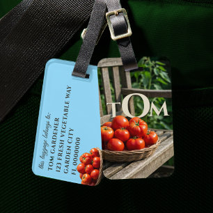 Rustic Tomato Basket Gardener Luggage Tag Bagagebricka
