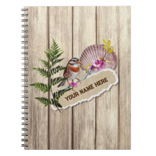 Rustic Torn Papper Wood Oil Paint Personalize Namn Anteckningsbok