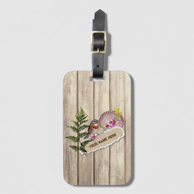 Rustic Torn Papper Wood Oil Paint Personalize Namn Bagagebricka (Framsida vertikal)