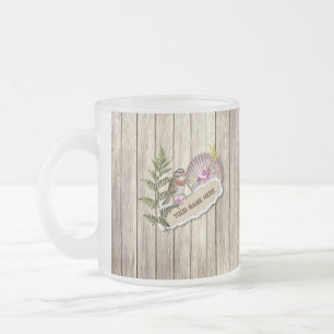 Rustic Torn Papper Wood Oil Paint Personalize Namn Frostad Glasmugg