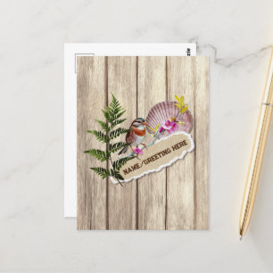 Rustic Torn Papper Wood Oil Paint Personalize Namn Vykort