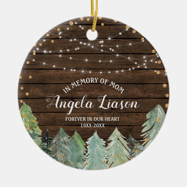 RUSTIC-trä till minne av Mamma julprydnad Julgransprydnad Keramik (Framsidan)