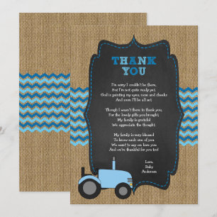 Rustic Tractor BOY Baby Shower tack vare inbjudan