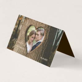 Rustic Träd Bark Heart Photo Bordsnummer Card Kort