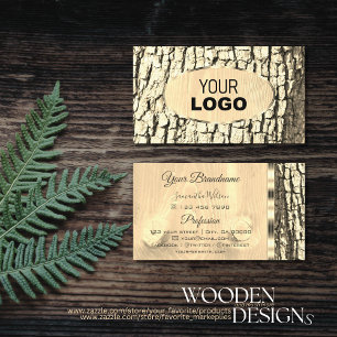 Rustic Träd Bark Oval Guld Gräns Wood Grain Logoty Visitkort