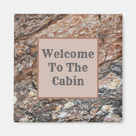 Rustic Träd Bark Photo Welcome till Cabin Magnet
